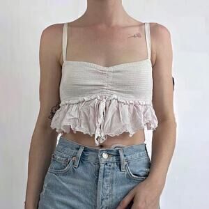 💙3 for $15 Wilfred La Bohéme Cropped Ruffled Pastel Pink Tank Top